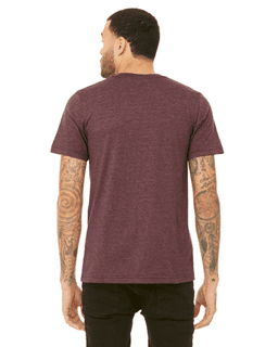 Sample of Canvas 3001 - Unisex Jersey Short-Sleeve T-Shirt in HEATHER MAROON from side back