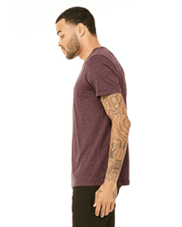 Sample of Canvas 3001 - Unisex Jersey Short-Sleeve T-Shirt in HEATHER MAROON from side sleeveleft