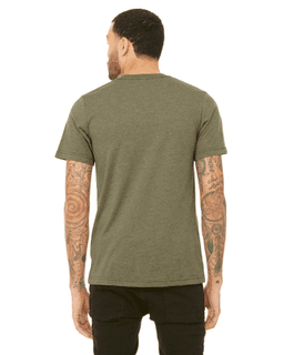 Sample of Canvas 3001 - Unisex Jersey Short-Sleeve T-Shirt in HEATHER OLIVE from side back