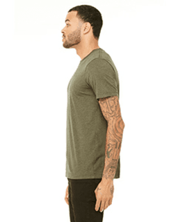 Sample of Canvas 3001 - Unisex Jersey Short-Sleeve T-Shirt in HEATHER OLIVE from side sleeveleft