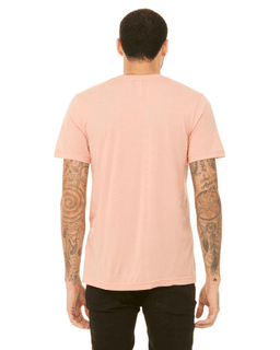 Sample of Canvas 3001 - Unisex Jersey Short-Sleeve T-Shirt in HEATHER PEACH from side back