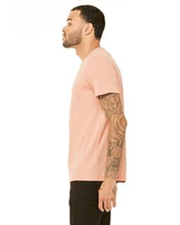 Sample of Canvas 3001 - Unisex Jersey Short-Sleeve T-Shirt in HEATHER PEACH from side sleeveleft