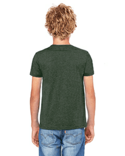 Sample of Canvas 3001Y - Youth Jersey Short-Sleeve T-Shirt in HEATHER FOREST from side back