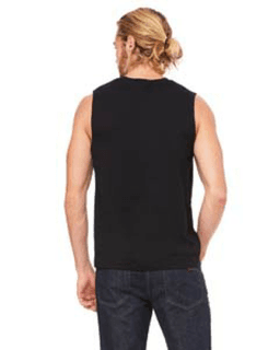 Sample of Canvas 3483 - Unisex Jersey Muscle Tank in BLACK from side back