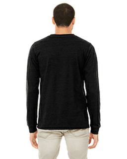 Sample of Canvas 3501 - Unisex Jersey Long-Sleeve T-Shirt in BLACK HEATHER from side back