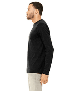 Sample of Canvas 3501 - Unisex Jersey Long-Sleeve T-Shirt in BLACK HEATHER from side sleeveleft