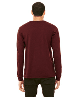 Sample of Canvas 3501 - Unisex Jersey Long-Sleeve T-Shirt in HEATHER CARDINAL from side back