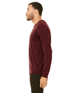 Sample of Canvas 3501 - Unisex Jersey Long-Sleeve T-Shirt in HEATHER CARDINAL from side sleeveleft