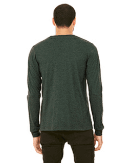 Sample of Canvas 3501 - Unisex Jersey Long-Sleeve T-Shirt in HEATHER FOREST from side back