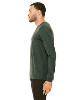 Sample of Canvas 3501 - Unisex Jersey Long-Sleeve T-Shirt in HEATHER FOREST from side sleeveleft