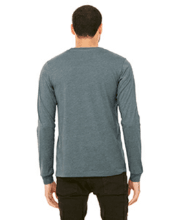 Sample of Canvas 3501 - Unisex Jersey Long-Sleeve T-Shirt in HEATHER SLATE from side back