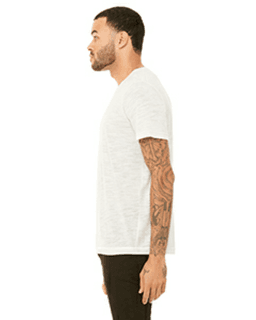 Sample of Canvas 3650 - Unisex Poly-Cotton Short-Sleeve T-Shirt in NATURAL SLUB from side sleeveleft