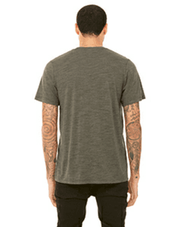 Sample of Canvas 3650 - Unisex Poly-Cotton Short-Sleeve T-Shirt in OLIVE SLUB from side back