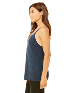 Sample of Bella 8838 - Ladies' Slouchy Tank in HEATHER NAVY from side sleeveleft