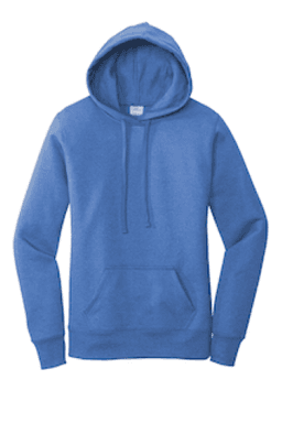 Sample of Port & Company Ladies Core Fleece Pullover Hooded Sweatshirt LPC78H in Heather Royal from side front