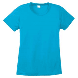 Sample of Sport Tek Ladies Competitor Tee in Atomic Blue from side front