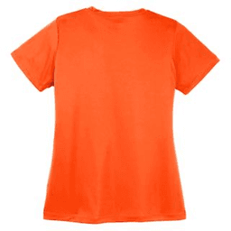 Sample of Sport Tek Ladies Competitor Tee in Neon Orange from side back