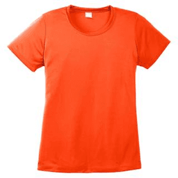 Sample of Sport Tek Ladies Competitor Tee in Neon Orange from side front