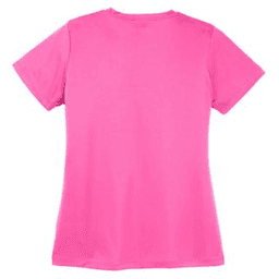 Sample of Sport Tek Ladies Competitor Tee in Neon Pink from side back