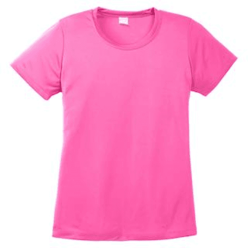 Sample of Sport Tek Ladies Competitor Tee in Neon Pink style