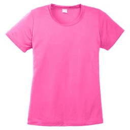 Sample of Sport Tek Ladies Competitor Tee in Neon Pink from side front