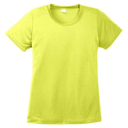 Sample of Sport Tek Ladies Competitor Tee in Neon Yellow from side front