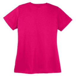 Sample of Sport Tek Ladies Competitor Tee in Pink Raspberry from side back