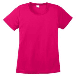 Sample of Sport Tek Ladies Competitor Tee in Pink Raspberry from side front