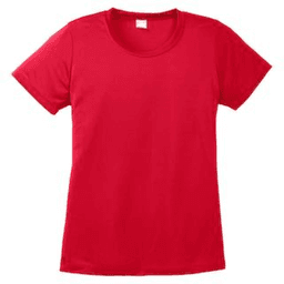 Sample of Sport Tek Ladies Competitor Tee in True Red from side front