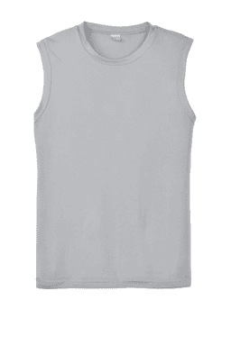 Sample of Sport-Tek Sleeveless Competitor Tee in Silver from side front