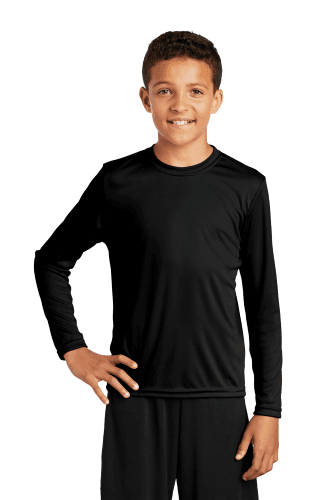 Sample of Sport Tek YST350LS - Youth Long Sleeve Competitor Tee in Black style