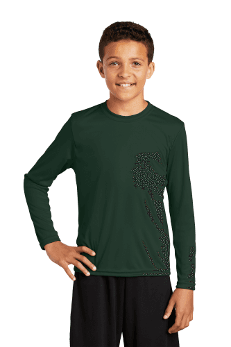 Sample of Sport Tek YST350LS - Youth Long Sleeve Competitor Tee in Forest Green style