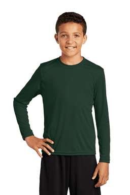 Sample of Sport Tek YST350LS - Youth Long Sleeve Competitor Tee in Forest Green from side front