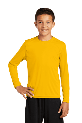 Sample of Sport Tek YST350LS - Youth Long Sleeve Competitor Tee in Gold style