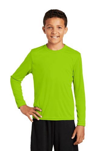 Sample of Sport Tek YST350LS - Youth Long Sleeve Competitor Tee in Lime Shock style