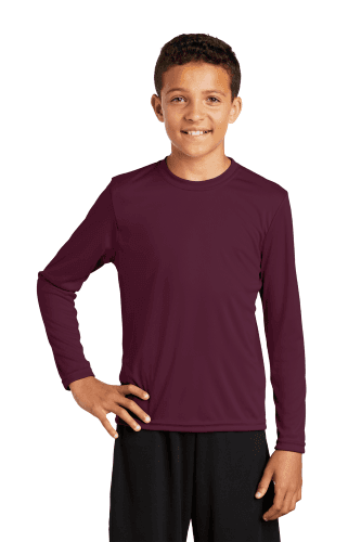 Sample of Sport Tek YST350LS - Youth Long Sleeve Competitor Tee in Maroon style