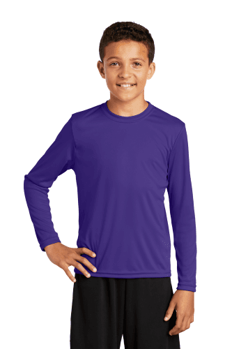 Sample of Sport Tek YST350LS - Youth Long Sleeve Competitor Tee in Purple style