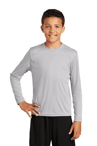 Sample of Sport Tek YST350LS - Youth Long Sleeve Competitor Tee in Silver style