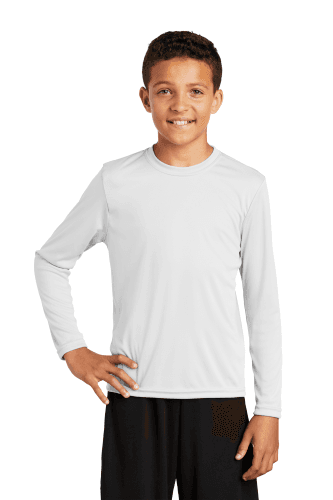 Sample of Sport Tek YST350LS - Youth Long Sleeve Competitor Tee in White style