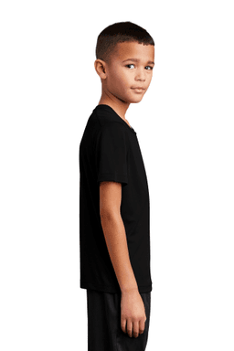 Sample of Sport-Tek Youth Posi-UV Pro Tee in Black from side sleeveleft