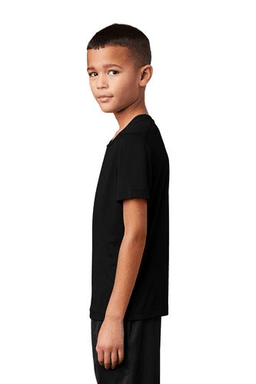 Sample of Sport-Tek Youth Posi-UV Pro Tee in Black from side sleeveright