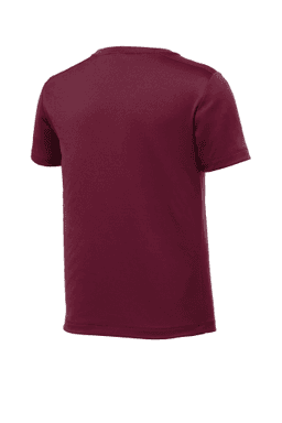 Sample of Sport-Tek Youth Posi-UV Pro Tee in Cardinal from side back