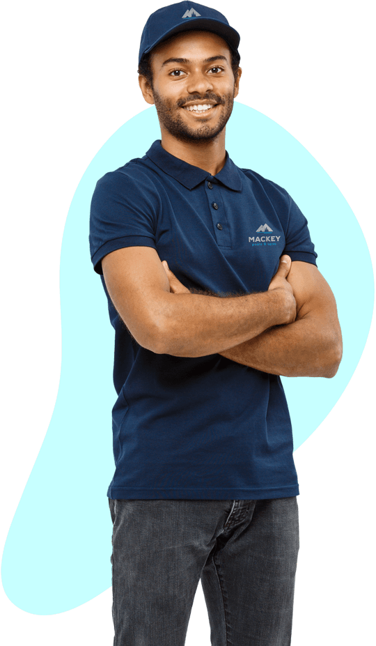 Man wearing branded polo shirt