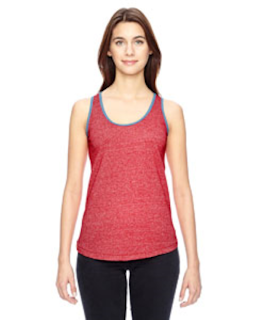 Sample of Alternative 01910E Ladies' Ringer Eco Mock Twist Tank in EC MCK ENG RED from side front