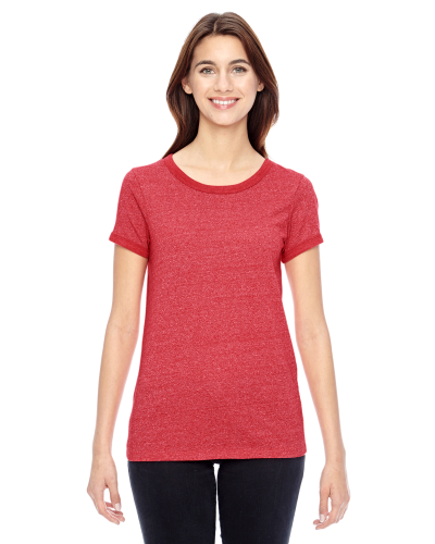 Sample of Alternative 01913E Ladies' Ideal Eco Mock Twist Ringer T-Shirt in EC MCK ENG RED style
