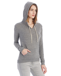 Sample of Alternative 01928E1 Ladies' Eco-Jersey Pullover Hoodie in ECO GREY from side sleeveleft
