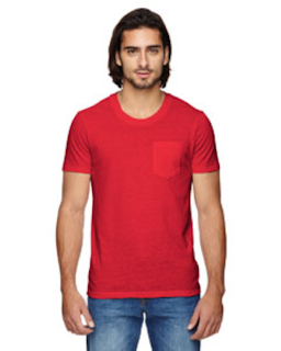 Sample of Alternative 01939E1 Men's Eco Jersey Triblend Pocket Crew in ECO TRUE RED from side front