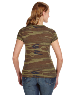 Sample of Alternative 01940E1 Ladies' Ideal Eco-Jersey T-Shirt in CAMO from side back