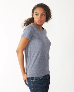 Sample of Alternative 01940E1 Ladies' Ideal Eco-Jersey T-Shirt in ECO NAVY from side sleeveleft