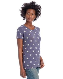 Sample of Alternative 01940E1 Ladies' Ideal Eco-Jersey T-Shirt in STARS from side sleeveleft